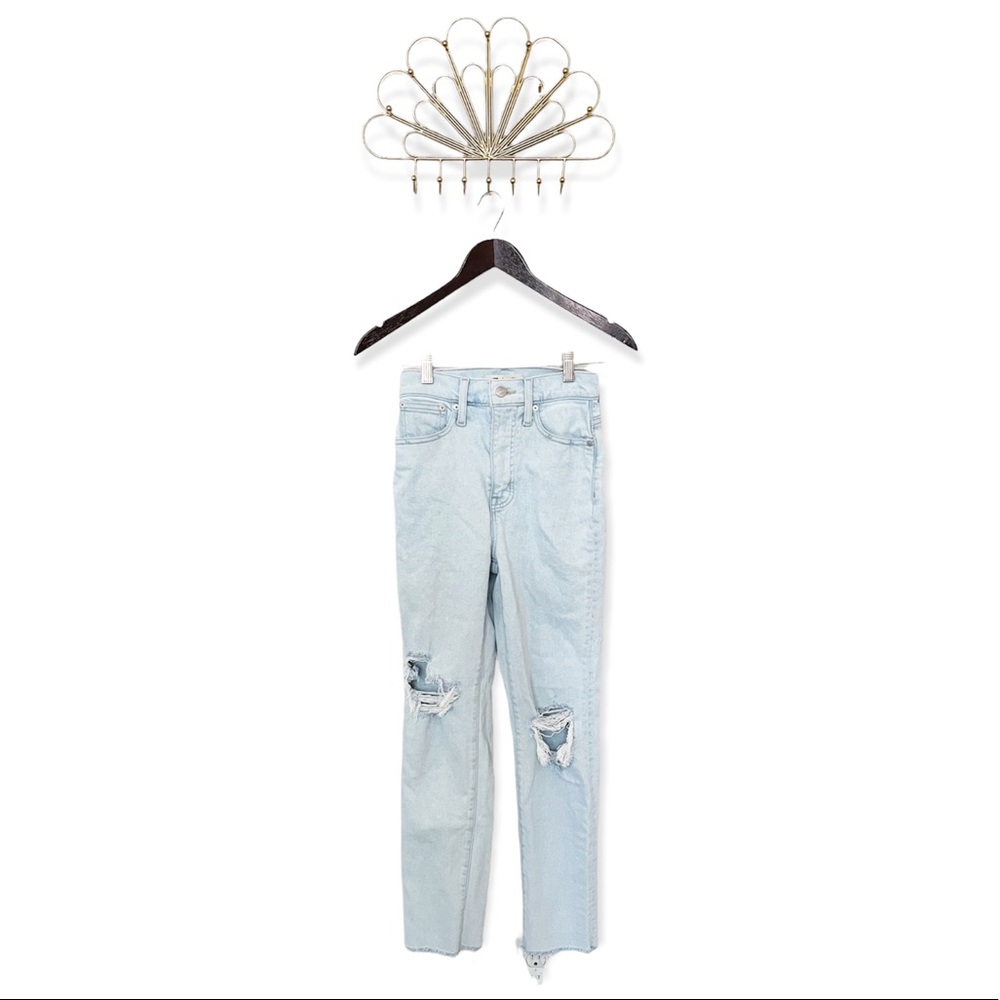 Madewell High Rise Distressed Light Wash Mom Jeans